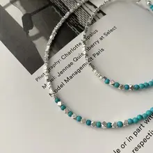 個性的で優雅なデザイン！S925銀製ターコイズフレークブレスレットネックレス【シルバー全体】