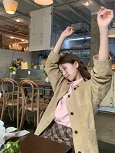 RAINY フェイクスエードジャケット【春秋用・ルーズフィット・ポケット付き・無地】