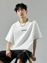 白色短袖Tシャツ【刺繍・カジュアルデザイン・ラウンドネック】