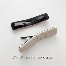髪を傷めない洗顔用ヘアクリップ【クリームカラー・PUレザー・サイドバング対応・かわいいデザイン】