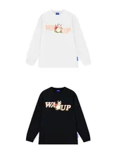 長袖Tシャツ ユニセックス クルーネック うさぎ柄 オーバーサイズ ルーズ お揃い カジュアル 春 秋 ストリート 「WASSUP HEODS」