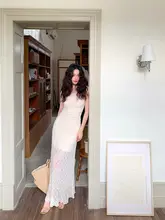 エレガントなレース付きノースリーブドレスとキャミソールセット【フレンチスタイル・夏用・牛乳シルク】