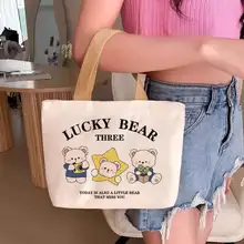 可愛いクマの帆布トートバッグ【カジュアル・お弁当用】