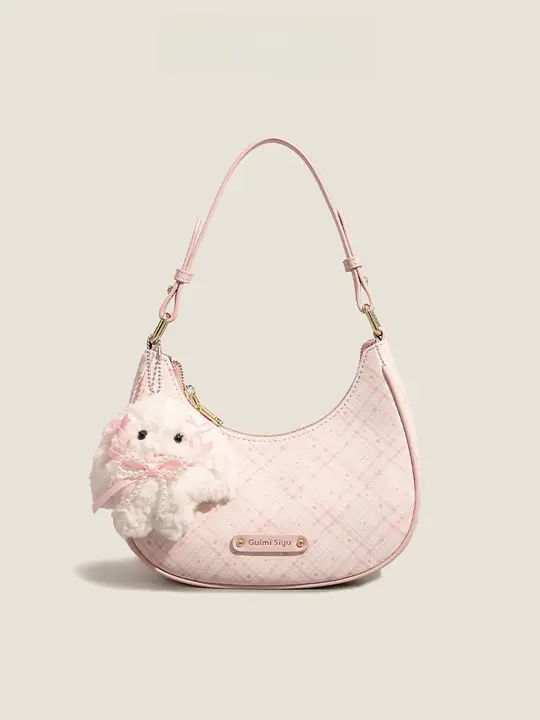 洗練されたデザインの月牙型ショルダーバッグ【通勤・女性用・肩掛け】