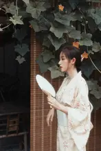 和風浴衣風 レトロ連衣裙【山鳥柄・イエロー・改良和服】