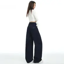 デザイン性に優れたダークブルーのワイドレッグ作業パンツ【多ポケット・フィット・カジュアル】