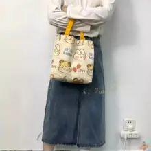 可愛いカートンデザインの帆布手提げバッグ【お弁当用・小型・サブバッグ】