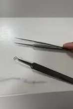 橘川 ステンレス製 精密ピンセット【DIY用・黒点除去・細尖頭・曲がり型】