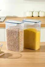 密閉容器で多用途！キッチン用 プラスチック製穀物収納ボックス【食品グレード・ナッツや豆類用】