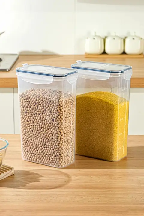 密閉容器で多用途！キッチン用 プラスチック製穀物収納ボックス【食品グレード・ナッツや豆類用】