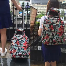 防水プリントキャリーバッグ【持ち手付き・ダブルホイール・旅行用】