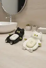 かわいい招き猫のソープボックス【水切り機能付き・多機能収納】