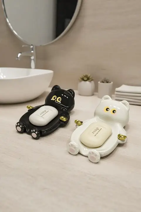 かわいい招き猫のソープボックス【水切り機能付き・多機能収納】