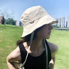 洗える速乾素材の夏用レディース漁師帽【UVカット・ひも付き・軽量】