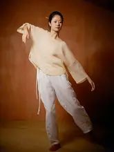 大自在袍【フィット・軽量シンプル・リネン生地・古風デザイン】