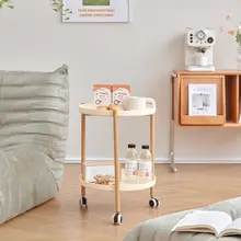 ソファサイドテーブル 移動式 カート 創造的 小型住宅 コーヒーテーブル シンプルなクリームカラー