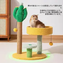 キャットタワーと爪とぎが一体化した可愛いサボテンデザインの猫ハウス【小型猫用・遊びと休息に最適】