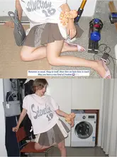デザイン性のある女性用パンツ【ストライプ・カラーブロック・防透け・プリーツスカートパンツ】（セットアップ対応）