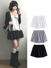 オールシーズン対応！黒色ケーキデザインのハイウエストスカートパンツ【体型カバー・小柄向け・安心設計】（セットアップ対応）