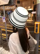 ストライプ編みのバケットハット【春夏用・日除け・レディース】