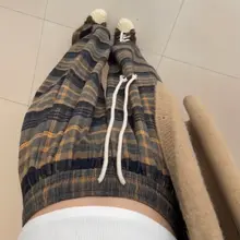 高腰チェック柄ワイドパンツ【秋冬用・直筒・極上の柔らかさ・カジュアル】（セットアップ対応）