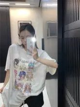 半袖Tシャツ レディース アニメ柄 オーバーサイズ ルーズ クロップド アメカジ ヴィンテージ 夏 おしゃれ