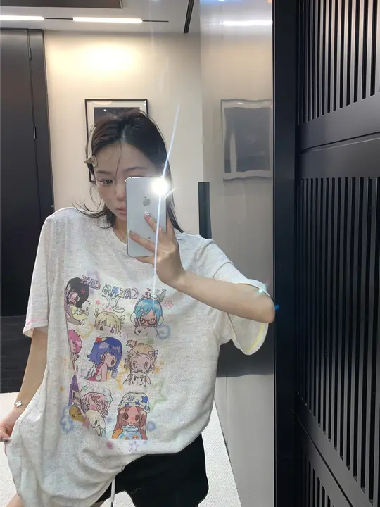 半袖Tシャツ レディース アニメ柄 オーバーサイズ ルーズ クロップド アメカジ ヴィンテージ 夏 おしゃれ
