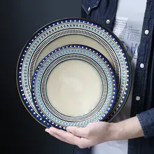 アメリカンスタイルの大皿【陶器製・牛ステーキ・フルーツサラダ用・家庭用】
