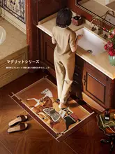 バスマット トイレマット 玄関マット マーガレット柄 ヴィンテージ 吸水速乾 汚れにくい