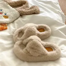 高級感のあるツイストデザインの冬用厚底防滑コットンルームシューズ【保温・女性用】