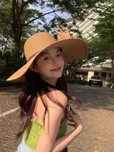 大きな庇付き草帽【夏用・ビーチ・折りたたみ・UVカット・アウトドア用】