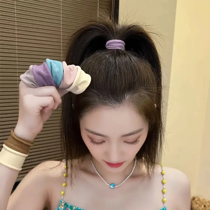 高弾力シームレス超幅広ヘアゴム【ポニーテール用・頭飾り】