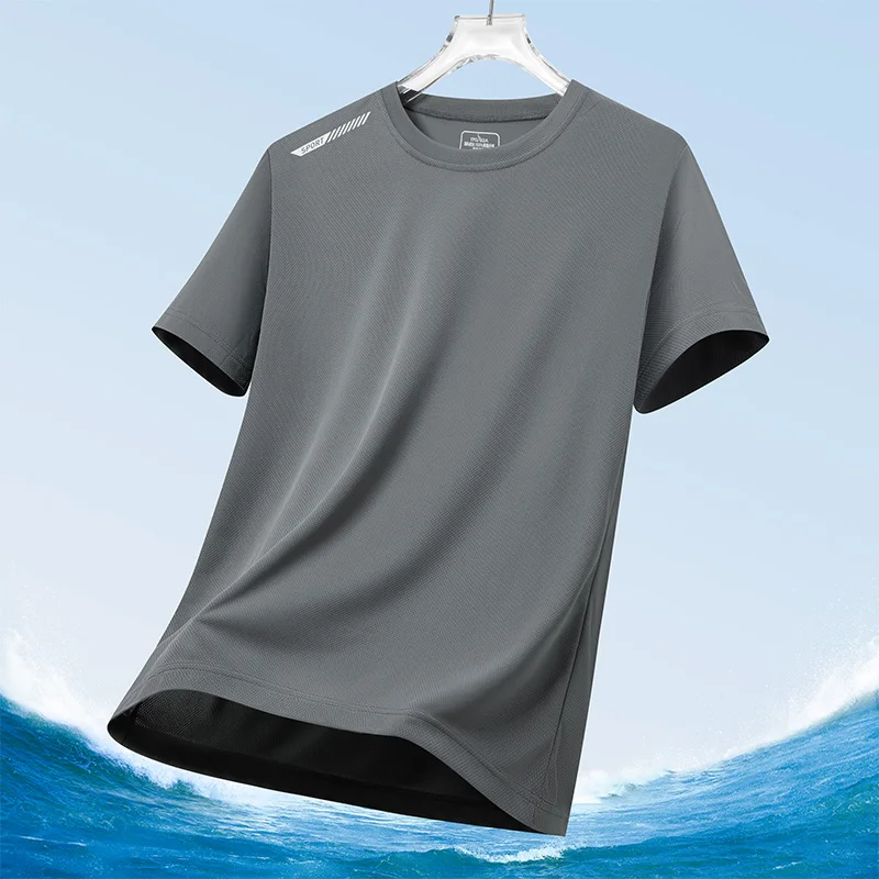 夏用アイスシルク半袖Tシャツ：30代男性向け通気性重視のカジュアルランニングウェア
