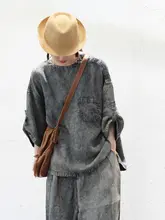 夏用 天絲麻デニムTシャツ【ヴィンテージ風・ユニセックス】