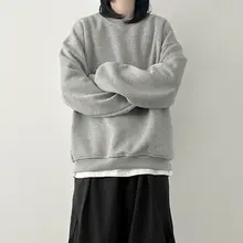 シンプルな無地デザイン！カジュアルクルーネックセーター【男女兼用・春秋用・ゆったりフィット】