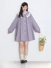 春用 蕾絲付きカラーコート【紫・ショート丈・小柄向け】