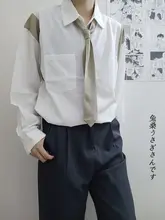 長袖カジュアルシャツ【秋冬用・ネクタイ付き・大学風・制服スタイル】