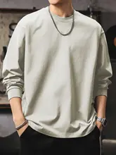 シンプルな無地長袖Tシャツ【メンズ・コットン・クルーネック・春秋用・フィット】