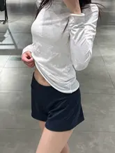 スニーカー風 藍色 レディース 低腰ショートパンツ【カジュアル・引きひも・フィット感良好】
