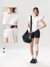 女性用スポーツショートスリーブTシャツ【ゆったりフィット・速乾性・フィットネス・ランニング・ヨガ用】