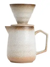 ヴィンテージ風陶器のハンドドリップコーヒーポット【V60フィルター付き・手作り・家庭用】（セットアップ対応）