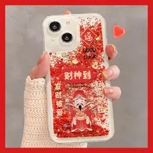 金色流砂デザインのスマートフォンケース【適用：iPhone・Huawei・Xiaomi・Reno】