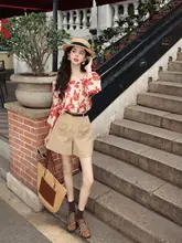 高腰ショートパンツ【夏用・フィット・カジュアル】（セットアップ対応）