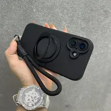 360度回転スタンド付きiPhone用ケース【液体シリコン・防落性能・ビジネス向け・ブラック】
