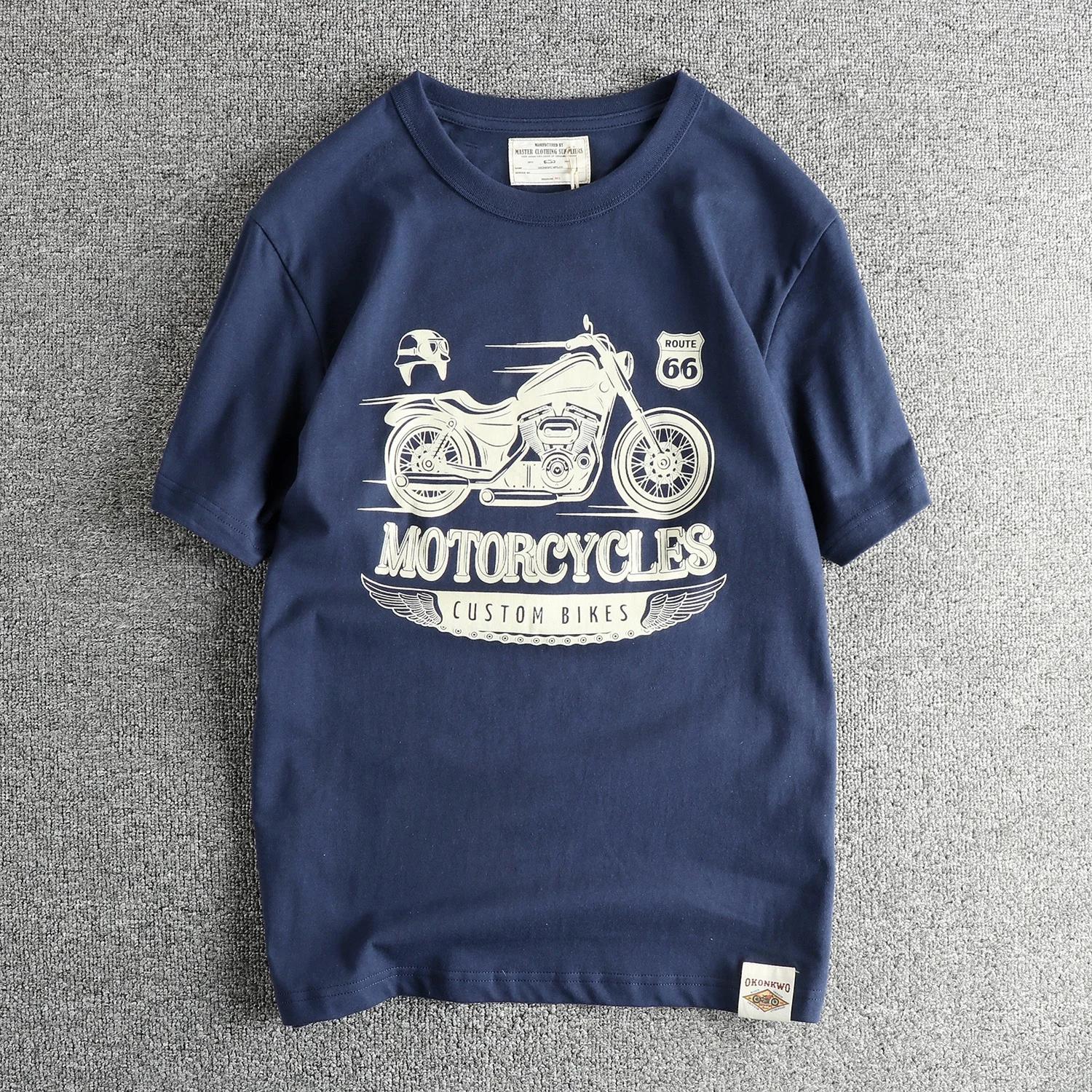 80年代 バイク レーサー レトロデザイン メンズ Tシャツ：コットン製のモーターサイクル風味を再現