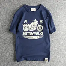 バイクプリント半袖Tシャツ【コットン・レトロデザイン・  メンズ】