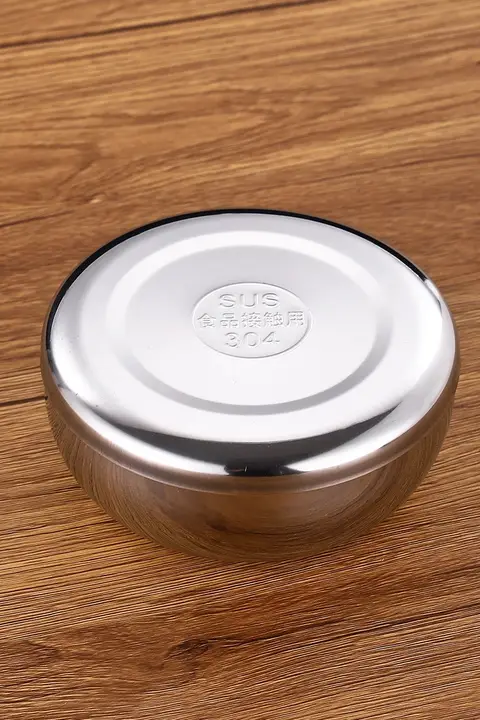 304ステンレス製 丸型ご飯茶碗【フタ付き・韓国料理・食品保存用】
