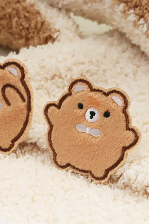 可愛い毛糸のクマ刺繍装飾パッチ【破洞補修用】