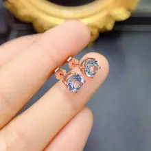 天然海蓝宝石イヤリング【クリスタル・925銀・18Kゴールドコーティング・検査対応】