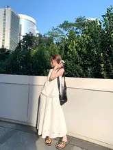 透かし柄バックリボンデザインキャミソール・マキシスカート【夏季用・カジュアル】（セットアップ対応）